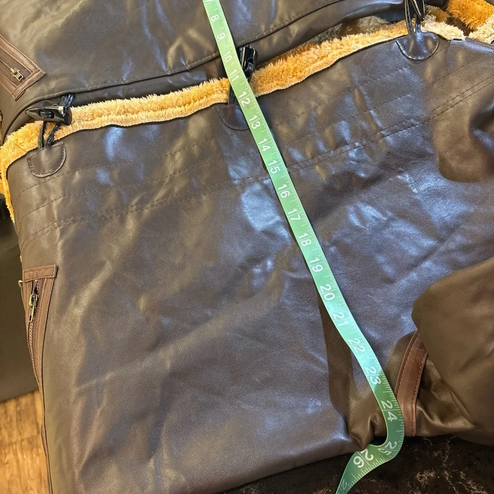 MEN HOODCOAT LEATHERLIKE FINISH PLUSH LINING TOGGLES BUCKLES 48 CHEST STREETWEAR - Picture 11 of 14